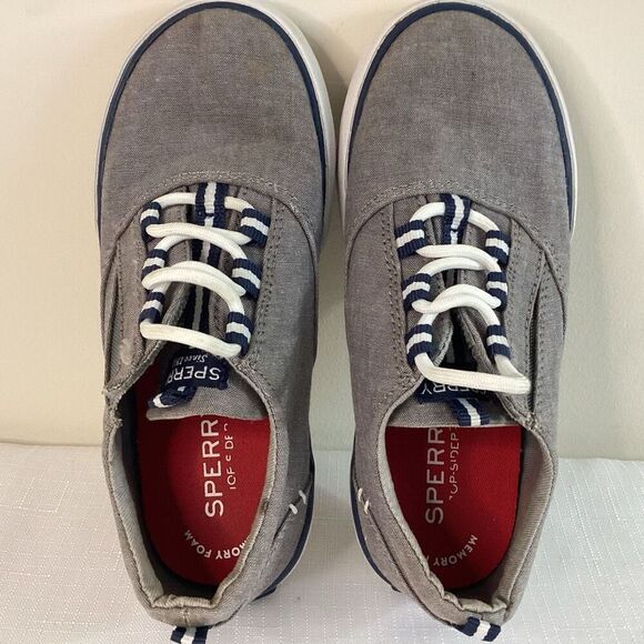 Sperry Boys Lace-up blue & gray Canvas Sneakers Size 11 - Picture 3 of 8